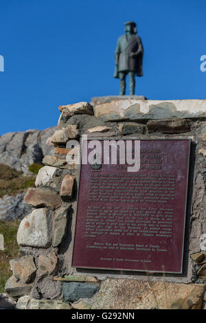 Statue von John Cabot und Denkmal, Bonavista, Neufundland, Kanada Stockfoto