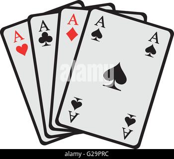 Gewinnende Hand vier Asse Spielkarten Stock Vektor