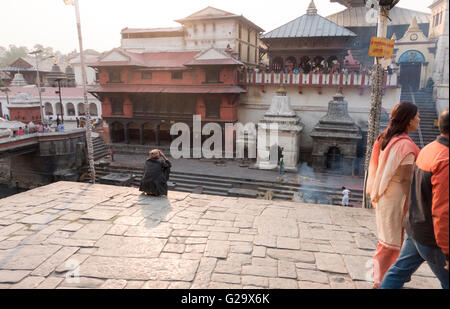 Pashupatinath Tempel, Heiligen Hindu-Tempel, Bagmati Fluss, Kathmandu, Nepal Stockfoto