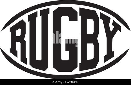 Rugby-Wort in Form von einem Rugby-ball Stock Vektor