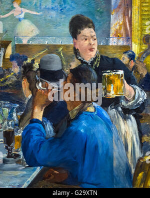 Ecke eines Café-Konzert von Edouard Manet, Öl auf Leinwand, wahrscheinlich 1878-80. Dieses Gemälde zeigt die Brasserie de Reichshoffen auf dem Boulevard Rochechouart in Paris. Stockfoto