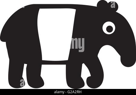 Niedlich und einfach Tapir in schwarz / weiß Stock Vektor