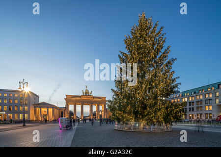 Weihnachtsbaum, Pariser Platz, Brandenburger Tor, Berlin Deutschland, Brandenburger Tor Stockfoto