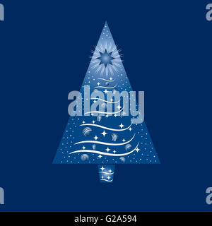 Blau-weißen Weihnachtsbaum Grußkarte. Dieses Bild ist eine Vektor-Illustration. Stockfoto