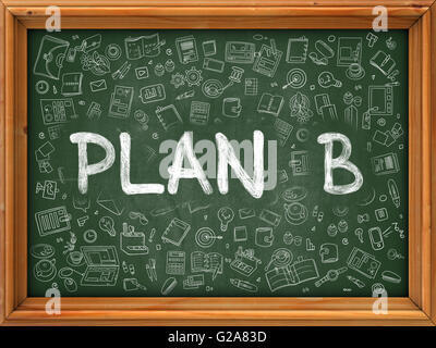 Plan B Konzept. Doodle-Symbole auf der Tafel. Stockfoto