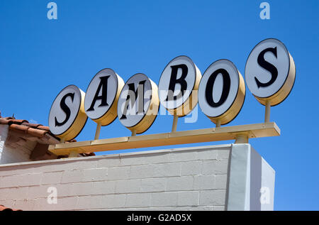 Sambos Restaurant Zeichen in Santa Barbara Stockfoto