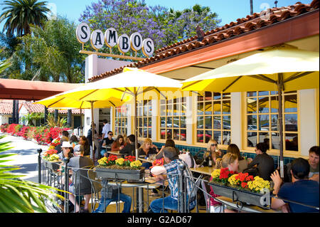 Sambos Restaurant Zeichen in Santa Barbara Stockfoto