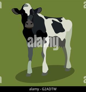 Tierische Kuh auf grün, Vektor Stock Vektor