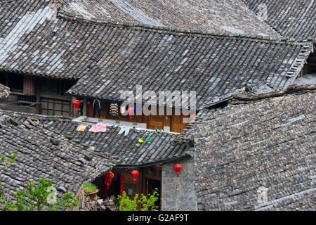Traditionellen Dorfhäuser in Berg, Linkeng, Zhejiang Province, China Stockfoto
