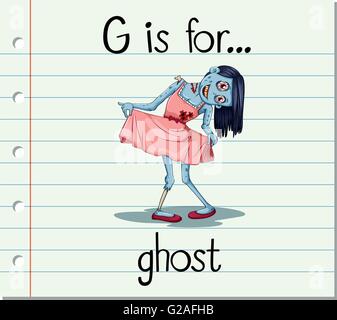 Flashcard Buchstabe G ist für Ghost illustration Stock Vektor