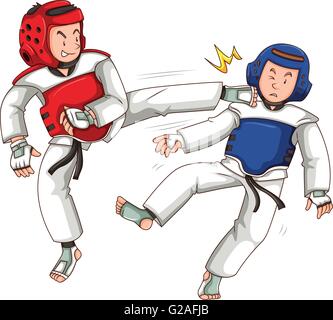 Zwei Athleten tun Taekwondo Abbildung Stock Vektor