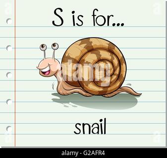 Flashcard Buchstabe S ist zur Veranschaulichung der Schnecke Stock Vektor