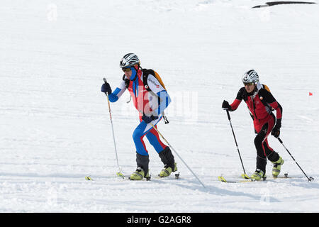 Awatscha, Korjaken Vulkane, Kamtschatka: Team Tourengeher erklimmen Sie Berge auf Skiern. Team-Rennski Bergsteigen Meisterschaft. Stockfoto