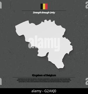 Königreich Belgien isoliert Karte und offizielle Flaggen-Symbol. Vektor-belgische politische Karte 3d Illustration. Europa-Union geographische ba Stock Vektor