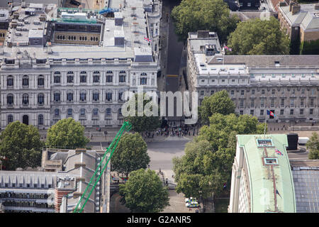 Eine Luftaufnahme der Downing Street in Whitehall, London Stockfoto