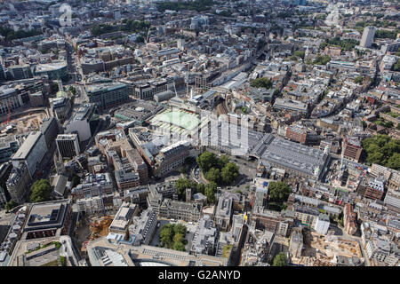 Eine Luftaufnahme der Smithfield Market und Umgebung, London Stockfoto