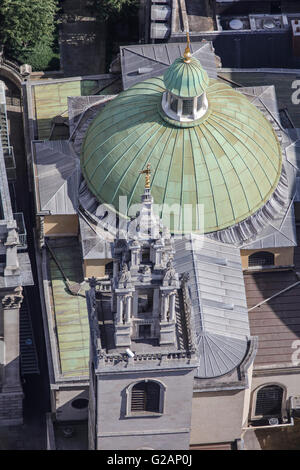 Ein Detail-Luftbild von St. Stephen Walbrook, eine Kirche in der City of London Stockfoto
