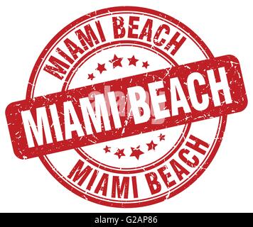 Miami Beach Rot Grunge Runde Vintage Stempel Stock Vektor