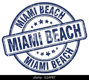 Miami Beach blau Grunge Runde Vintage Stempel Stock Vektor