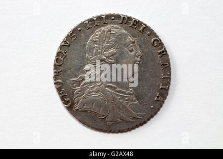 Bildnis von König Georg III. Dritter auf Silbermünze datiert 1787 Stockfoto