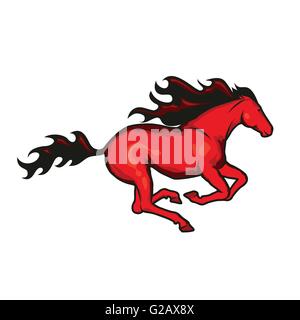 Red Running Horse auf weißem Hintergrund Stock Vektor