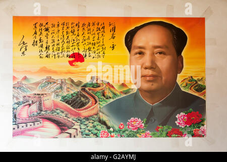 Plakat des chinesischen kommunistischen Führer, Vorsitzender Mao Zedong, China Stockfoto