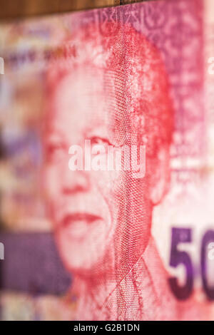 Nelson Mandela auf die fünfzig Rand von RPA Stockfoto