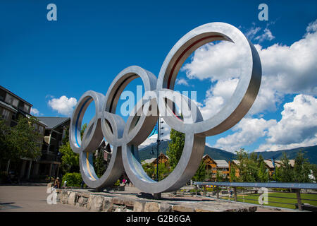 Olympische Ringe in Whistler Village, Kanada Stockfoto