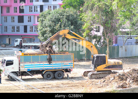 Ein Bagger auf der Baustelle. Stockfoto