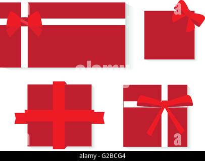 Karte-Notizen mit roten Geschenk-Bögen mit Bändern Vector-Set Stock Vektor