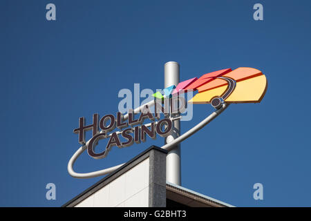 Logo des Holland Casino, Amsterdam, Provinz Nordholland, Niederlande Stockfoto