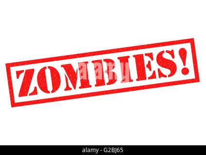 ZOMBIES! roter Stempel auf einem weißen Hintergrund. Stockfoto