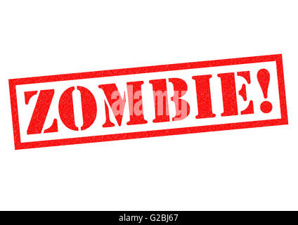 ZOMBIE! roter Stempel auf einem weißen Hintergrund. Stockfoto