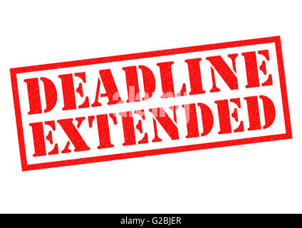 FRISTVERLÄNGERUNG roten Stempel auf einem weißen Hintergrund. Stockfoto