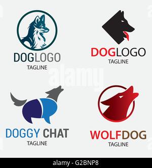 Hund Farbe Stil Silhouette logos Stock Vektor