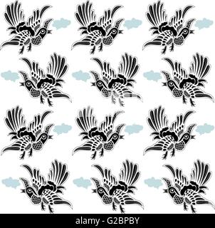 Abbildung Zeichnung Vogel Muster Stock Vektor
