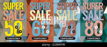 Moderne Banner Super Sale bis zu 80 Prozent 6250 x 2500 Pixel-Vektor-Illustration Stock Vektor
