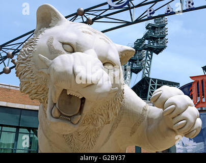 Comerica Park ist ein Baseball-Park, gehörte die Revitalisierung von Detroit und Tiger-Stadion im Jahr 2000 ersetzt. Stockfoto