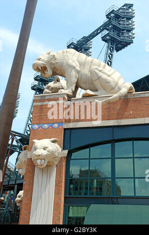 Comerica Park ist ein Baseball-Park, gehörte die Revitalisierung von Detroit und Tiger-Stadion im Jahr 2000 ersetzt. Stockfoto