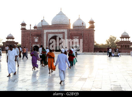 Roter Sandstein Moschee, Taj Mahal, Agra, Uttar Pradesh, Indien Stockfoto
