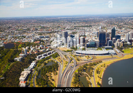 Luftaufnahme der Innenstadt von Perth, Western Australia, Australien Stockfoto