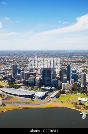 Luftaufnahme der Innenstadt von Perth, Western Australia, Australien Stockfoto