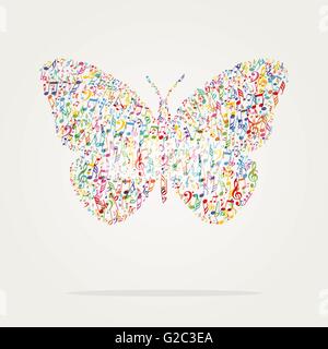 Schmetterling Form Musik Farbe mit Noten