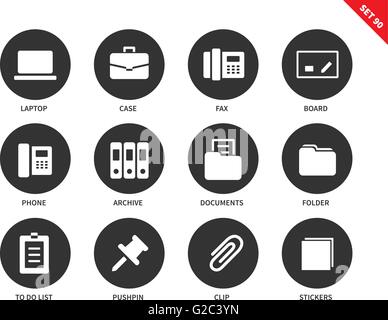 Office-Symbole auf weißem Hintergrund Stock Vektor