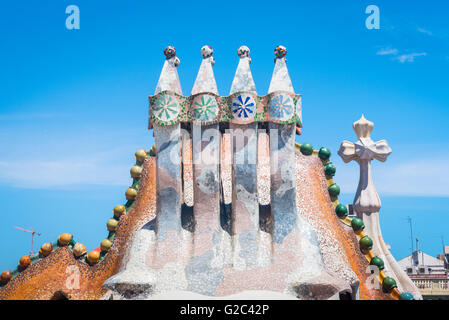 Spanien Katalonien Barcelona Eixample Passeig de Gracia Casa Batilo Casa Dels Ossus The House of Bones erbaut 1877 von Antoni Gaudi Stockfoto