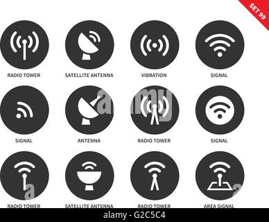 Radio Turm Symbole auf weißem Hintergrund Stock Vektor