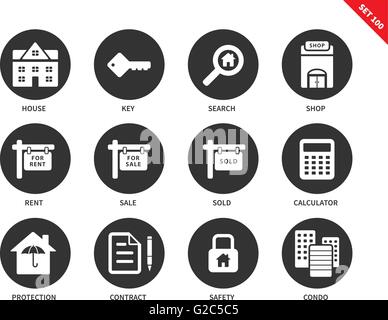 Immobilien-Symbole auf weißem Hintergrund Stock Vektor