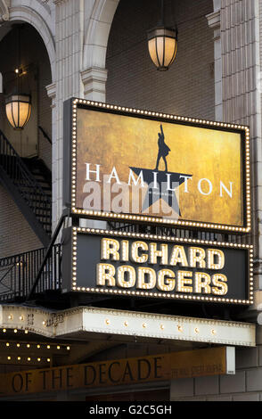 Hamilton, eine musikalische Show im Richard Rodgers Theatre auf der West 46th Street in New York City Stockfoto