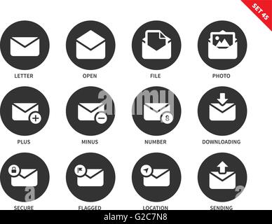 E-Mail-Symbole auf weißem Hintergrund Stock Vektor