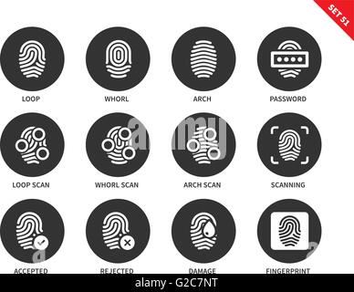 Fingerabdruck-Symbole auf weißem Hintergrund Stock Vektor